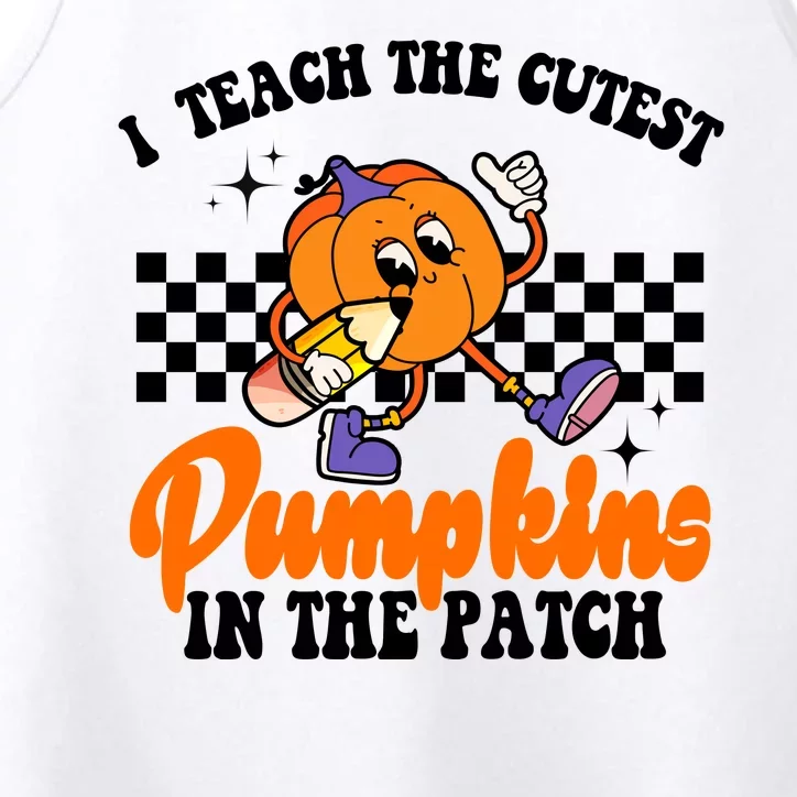 I Teach The Cutest Pumpkins Retro Teacher Halloween Performance Tank