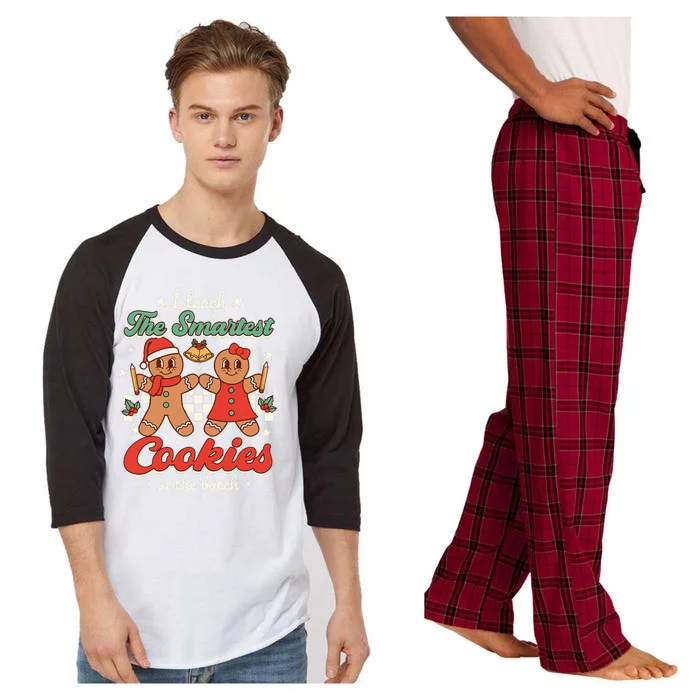 I Teach The Smartest Cookies In The Batch Teacher Christmas Raglan Sleeve Pajama Set