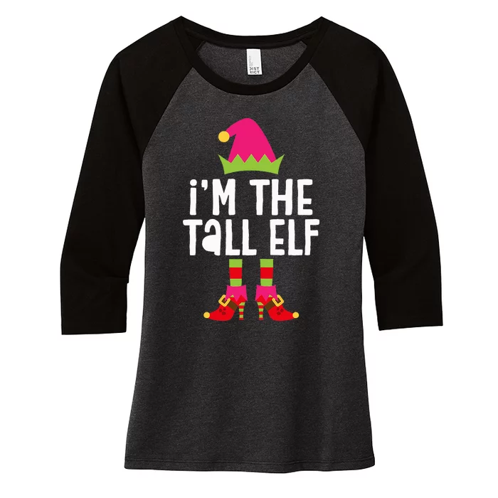 IM The Tall Elf Matching Christmas Costume Women's Tri-Blend 3/4-Sleeve Raglan Shirt