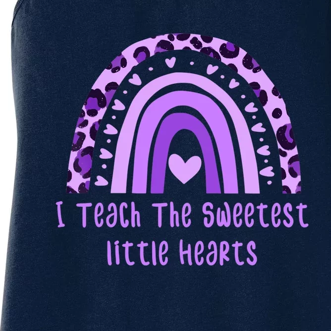 I Teach The Sweetest Hearts Rainbow Teacher Valentines Day Women's Racerback Tank