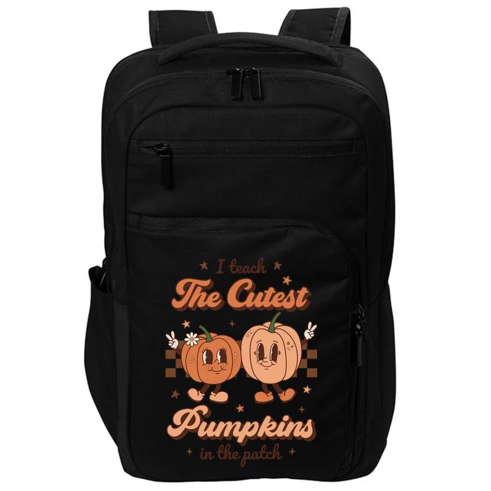 I Teach The Cutest Pumpkins In The Patch Retro Teacher Fall Impact Tech Backpack