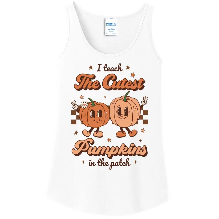 I Teach The Cutest Pumpkins In The Patch Retro Teacher Fall Ladies Essential Tank