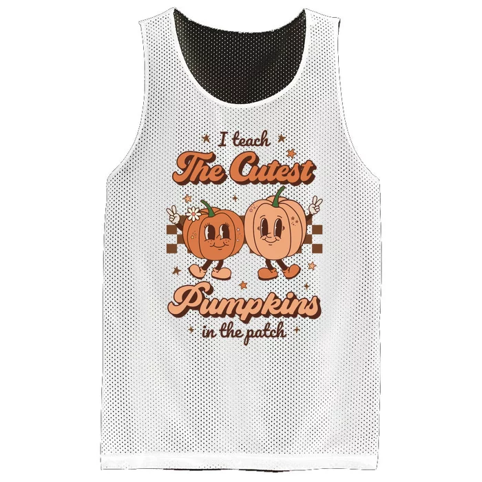 I Teach The Cutest Pumpkins In The Patch Retro Teacher Fall Mesh Reversible Basketball Jersey Tank