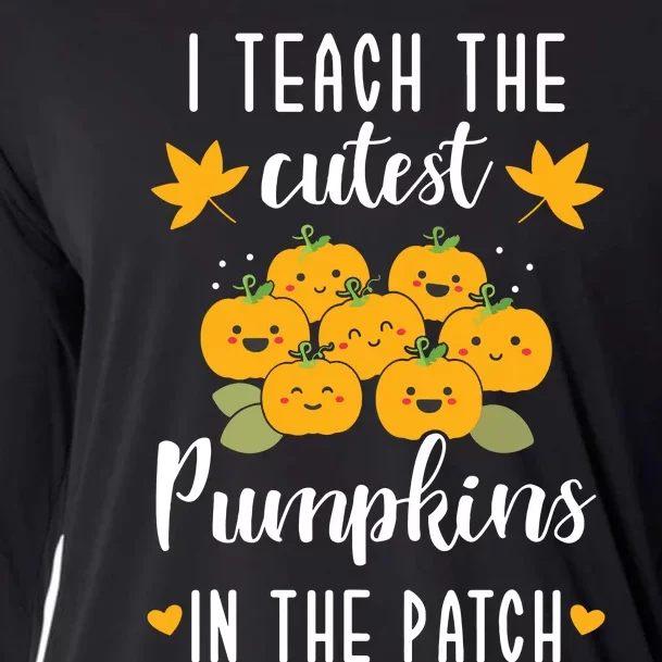 I Teach The Cutest Pumpkins In The Patch Halloween Teacher Cooling Performance Long Sleeve Crew