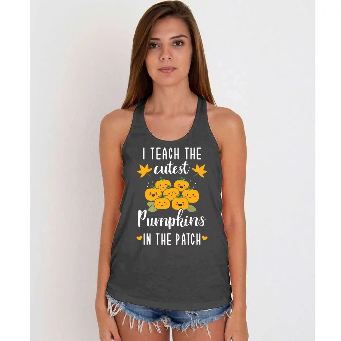 I Teach The Cutest Pumpkins In The Patch Halloween Teacher Women's Knotted Racerback Tank