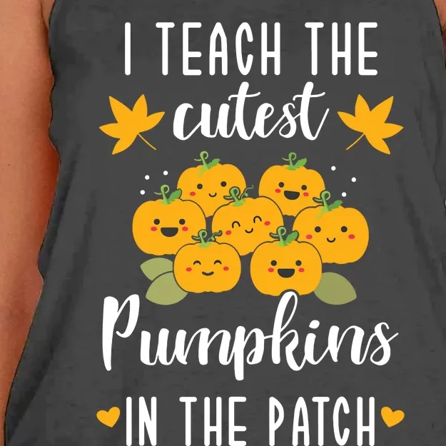 I Teach The Cutest Pumpkins In The Patch Halloween Teacher Women's Knotted Racerback Tank