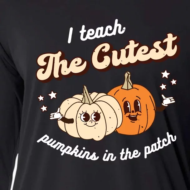 I Teach The Cutest Pumpkins In The Patch Halloween Teacher Cooling Performance Long Sleeve Crew