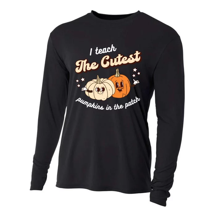 I Teach The Cutest Pumpkins In The Patch Halloween Teacher Cooling Performance Long Sleeve Crew