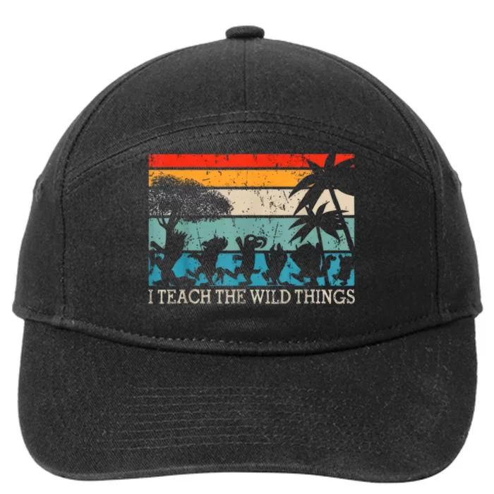 I Teach The Wildthings Vintage Retro Teacherlife 7-Panel Snapback Hat