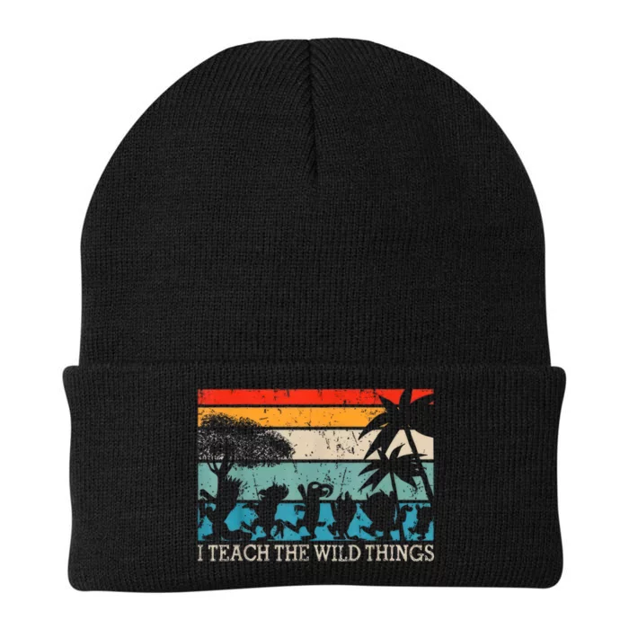 I Teach The Wildthings Vintage Retro Teacherlife Knit Cap Winter Beanie