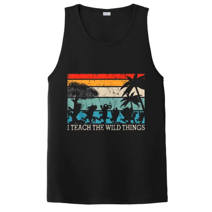 I Teach The Wildthings Vintage Retro Teacherlife Performance Tank