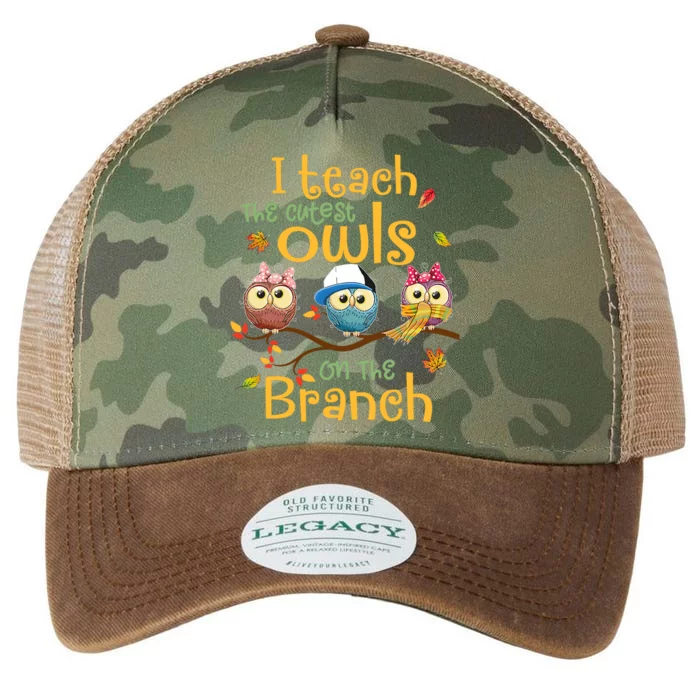 I Teach The Cutest Owls On The Branch Teacher Fall Autumn Legacy Tie Dye Trucker Hat