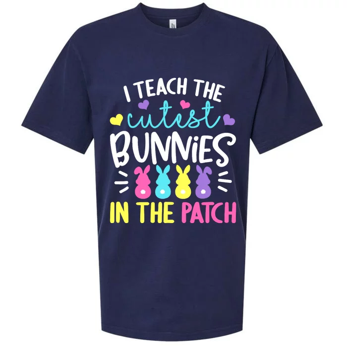 I Teach The Cutest Bunnies In The Patch Easter Teacher Cute Sueded Cloud Jersey T-Shirt