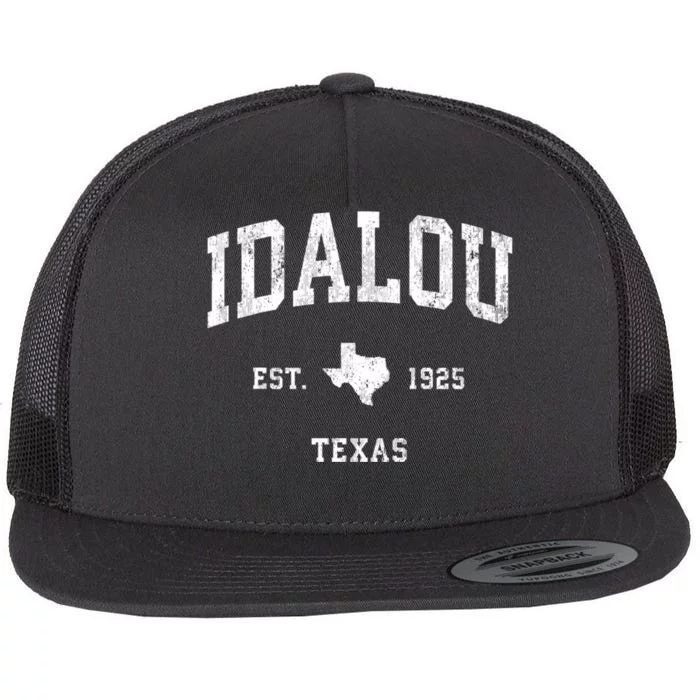 Idalou Texas Tx Vintage Athletic Black Sports Flat Bill Trucker Hat