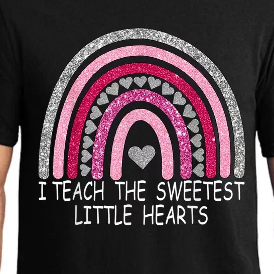 I Teach The Sweetest Hearts Rainbow Teacher Valentines Day Pajama Set