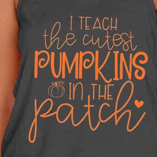 I Teach The Cutest Pumpkins In The Patch Teacher Halloween Women's Knotted Racerback Tank