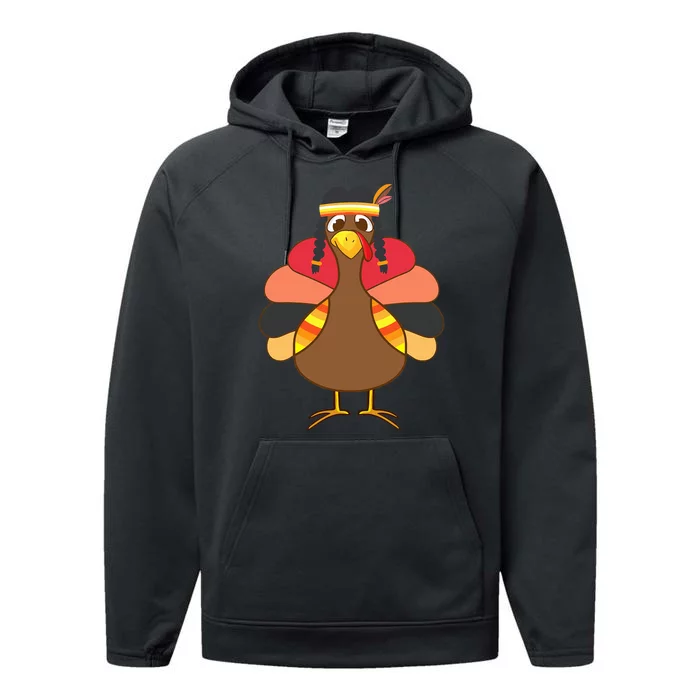 Indian Thanksgiving Turkey  Cool Native Pilgrim Gift Performance Fleece Hoodie