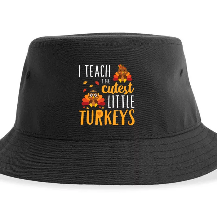 I Teach The Cutest Little Turkeys School Thankful Sustainable Bucket Hat