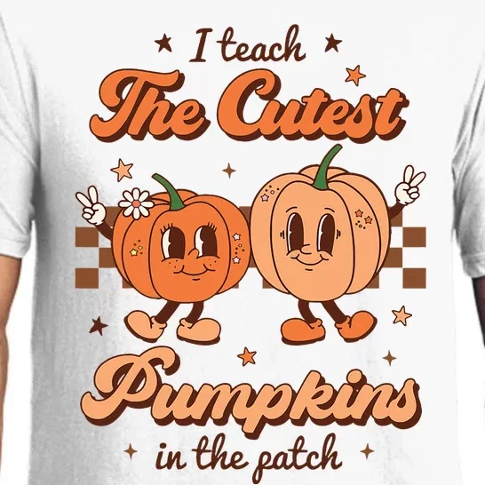 I Teach The Cutest Pumpkins In The Patch Retro Teacher Fall Pajama Set