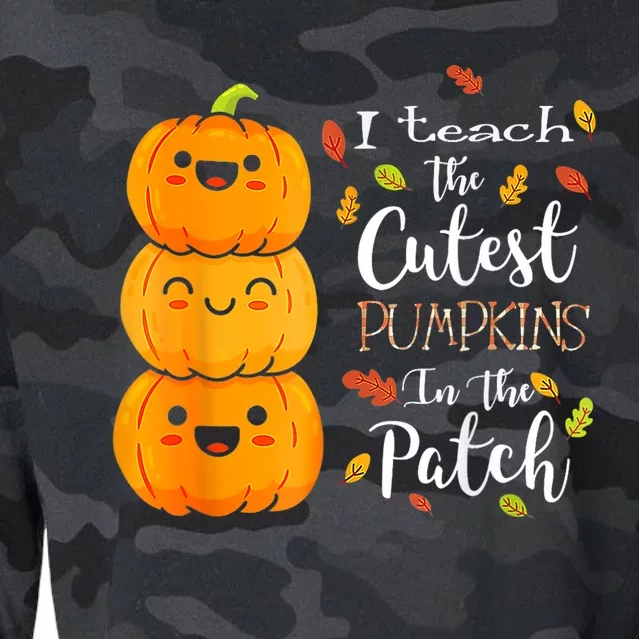 I Teach The Cutest Pumpkins In The Patch Teacher Halloween Cropped Pullover Crew