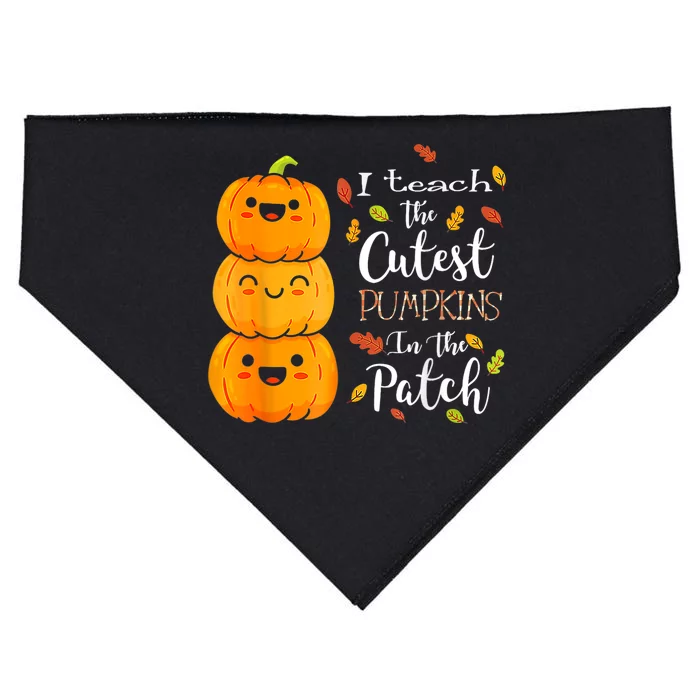 I Teach The Cutest Pumpkins In The Patch Teacher Halloween USA-Made Doggie Bandana