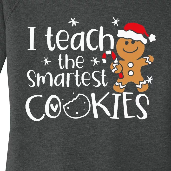 I Teach The Smartest Cookies Christmas Gingerbread Santa Hat Women's Perfect Tri Tunic Long Sleeve Shirt