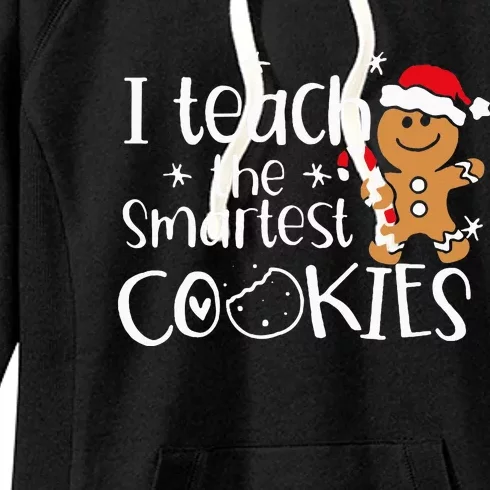 I Teach The Smartest Cookies Christmas Gingerbread Santa Hat Women's Fleece Hoodie