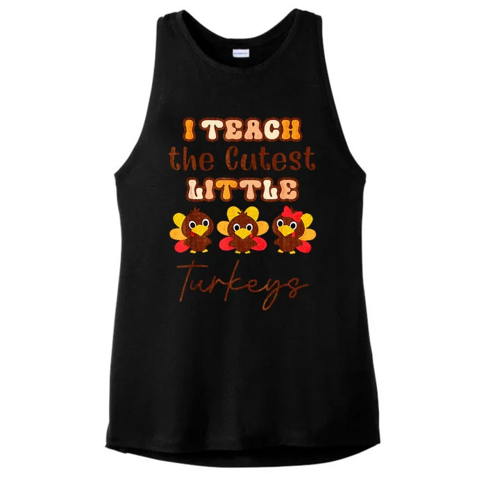 I Teach The Cutest Little Turkeys Teacher Thanksgiving Ladies Tri-Blend Wicking Tank