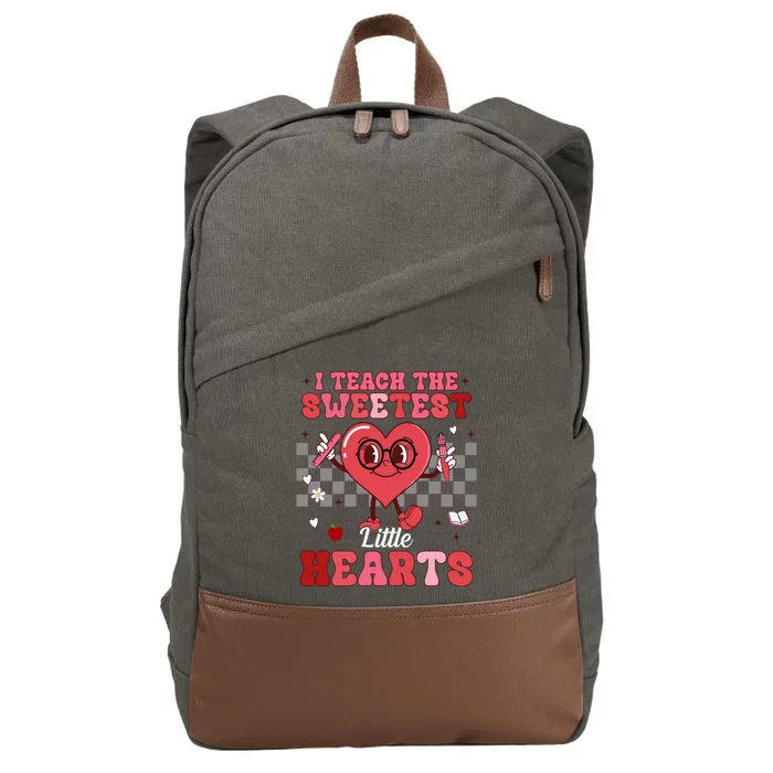 I Teach The Sweetest Little Hearts Valentines Day Teacher Cotton Canvas Backpack