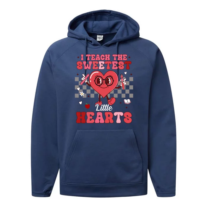 I Teach The Sweetest Little Hearts Valentines Day Teacher Performance Fleece Hoodie