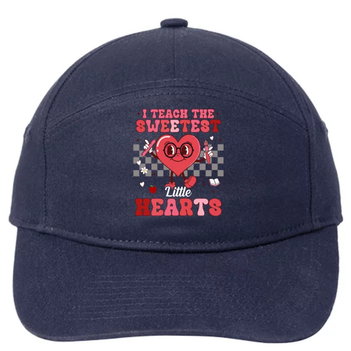 I Teach The Sweetest Little Hearts Valentines Day Teacher 7-Panel Snapback Hat