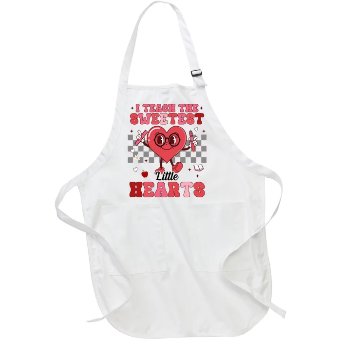 I Teach The Sweetest Little Hearts Valentines Day Teacher Full-Length Apron With Pocket