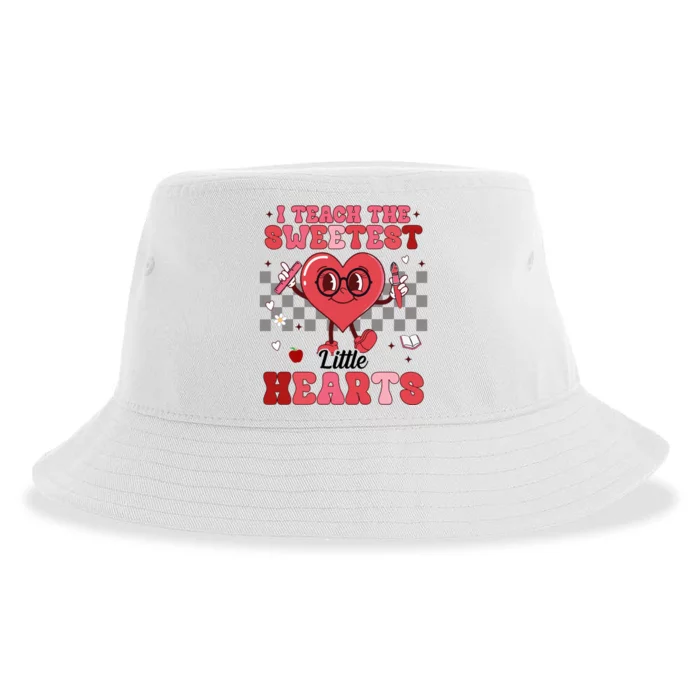 I Teach The Sweetest Little Hearts Valentines Day Teacher Sustainable Bucket Hat