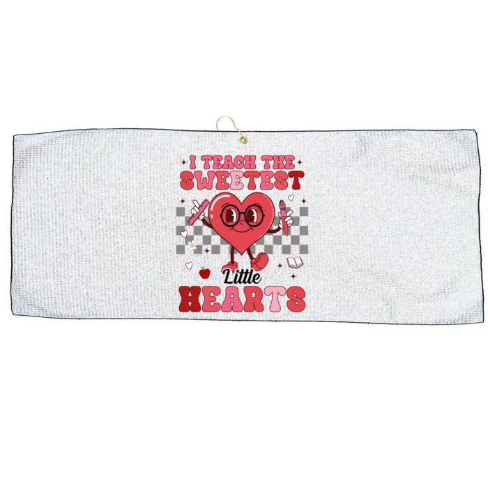 I Teach The Sweetest Little Hearts Valentines Day Teacher Large Microfiber Waffle Golf Towel