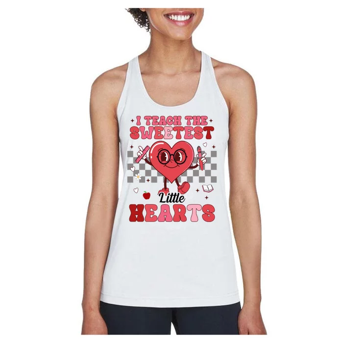 I Teach The Sweetest Little Hearts Valentines Day Teacher Women's Racerback Tank