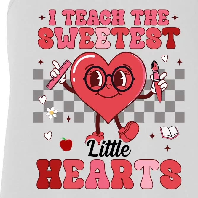 I Teach The Sweetest Little Hearts Valentines Day Teacher Women's Racerback Tank