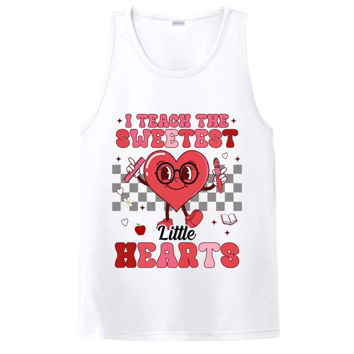 I Teach The Sweetest Little Hearts Valentines Day Teacher Performance Tank