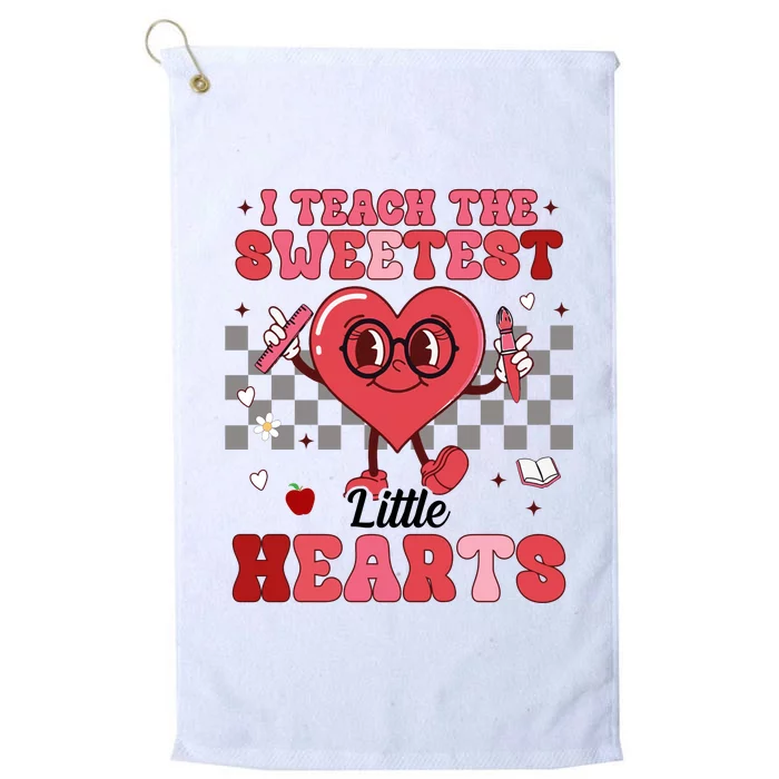 I Teach The Sweetest Little Hearts Valentines Day Teacher Platinum Collection Golf Towel