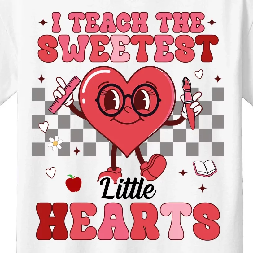 I Teach The Sweetest Little Hearts Valentines Day Teacher Kids T-Shirt