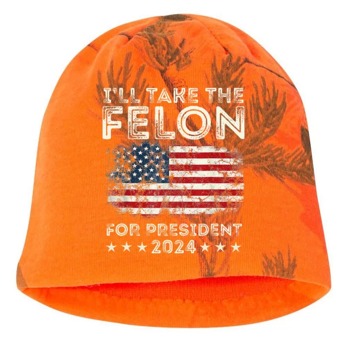 ILl Take The Felon For President 2024 Trump American Flag Kati - Camo Knit Beanie