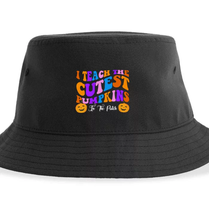 I Teach The Cutest Pumpkins In The Patch Halloween Teacher Sustainable Bucket Hat