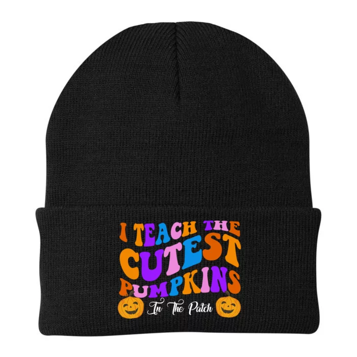 I Teach The Cutest Pumpkins In The Patch Halloween Teacher Knit Cap Winter Beanie