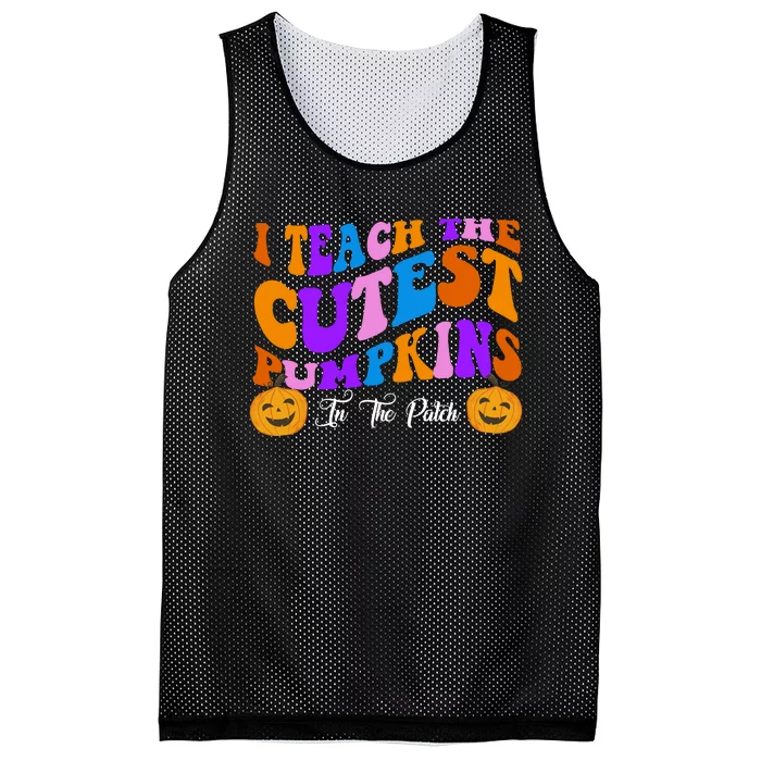 I Teach The Cutest Pumpkins In The Patch Halloween Teacher Mesh Reversible Basketball Jersey Tank