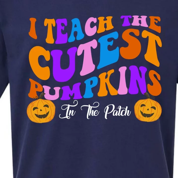 I Teach The Cutest Pumpkins In The Patch Halloween Teacher Sueded Cloud Jersey T-Shirt