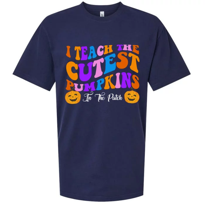 I Teach The Cutest Pumpkins In The Patch Halloween Teacher Sueded Cloud Jersey T-Shirt