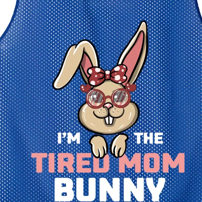 I'm The Tired Mom Bunny Matching Family Easter Party Gift Mesh Reversible Basketball Jersey Tank