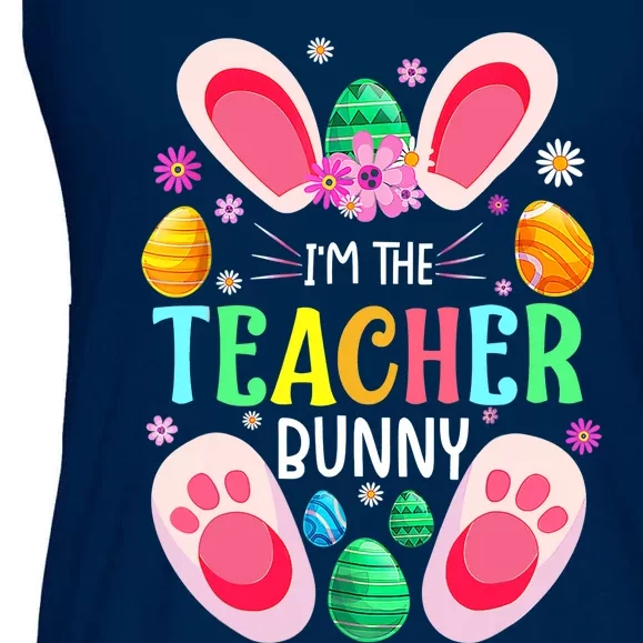 I'm The Teacher Bunny Face Cute Easter Day Funny Rabbit Eggs Ladies Essential Flowy Tank