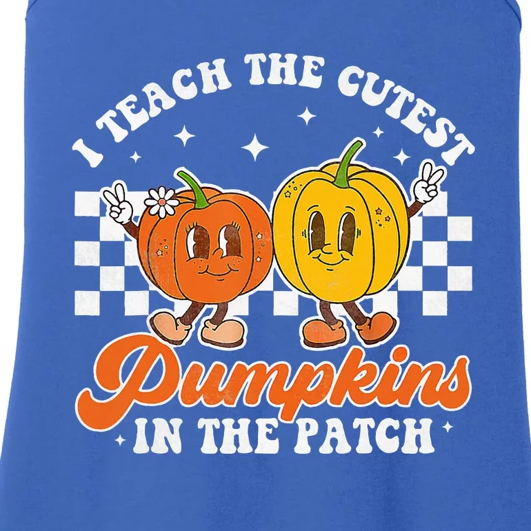 I Teach The Cutest Pumpkins Retro Teacher Fall Ladies Essential Tank