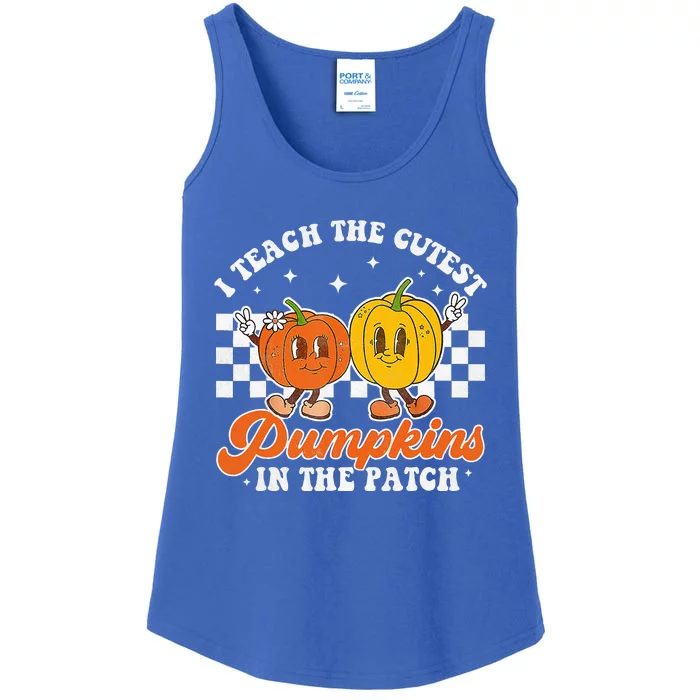 I Teach The Cutest Pumpkins Retro Teacher Fall Ladies Essential Tank