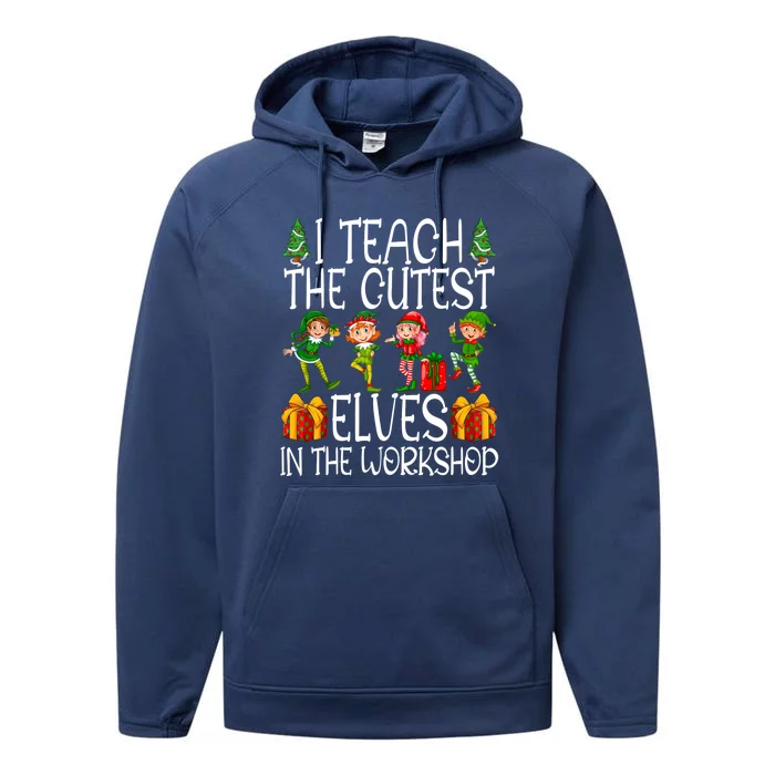 I Teach The Cutest In The Workshop Christmas Teacher Cool Gift Performance Fleece Hoodie